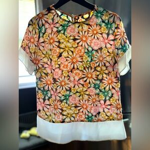 Banana Republic Floral Blouse - Pink, Orange, Green